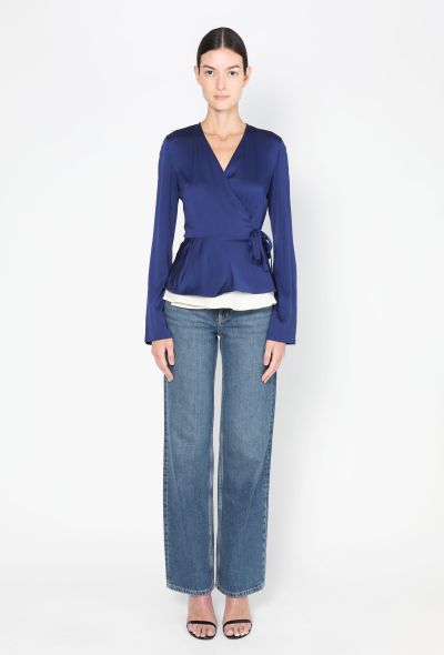 Céline Charmeuse Silk Wrap Blouse - 2