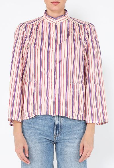 Oscar De La Renta Striped Cotton Blouse, 1970s - 2