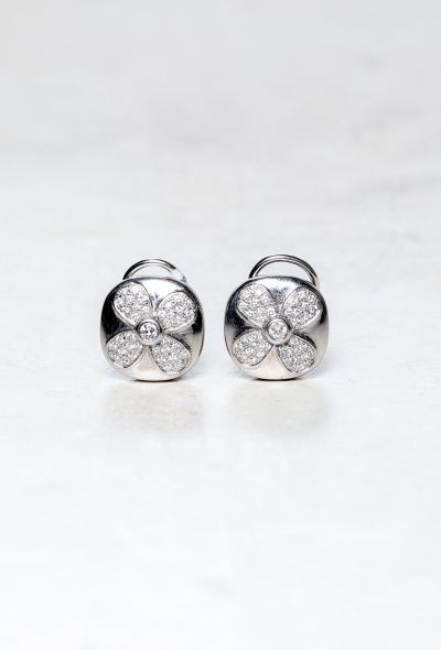 Vintage Fine Jewelry Vintage 18k White Gold Diamond Clover Earrings - 1
