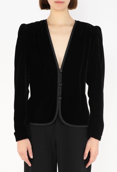 Saint Laurent Velvet Collarless Jacket, 1980 - 1