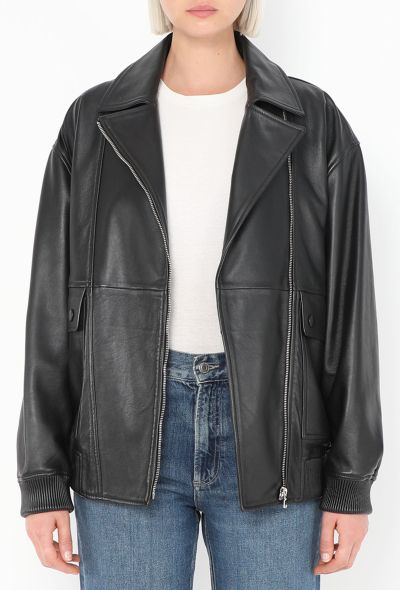 Yves Salomon Leather Bomber Jacket - 1