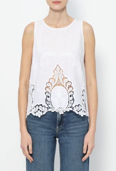 Embroidered Lace Cotton Top - 1