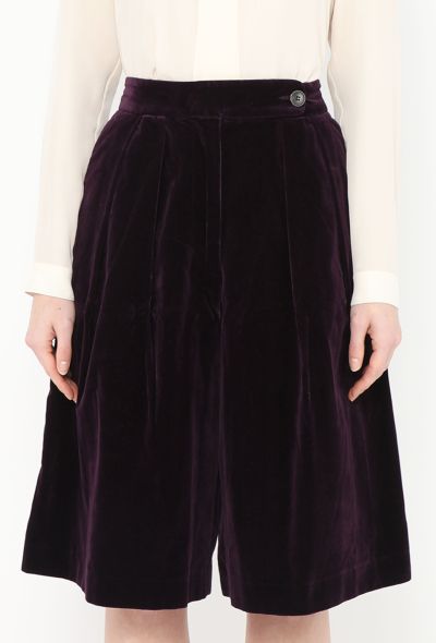 Dries Van Noten 2016 Velvet Pleated Shorts - 2
