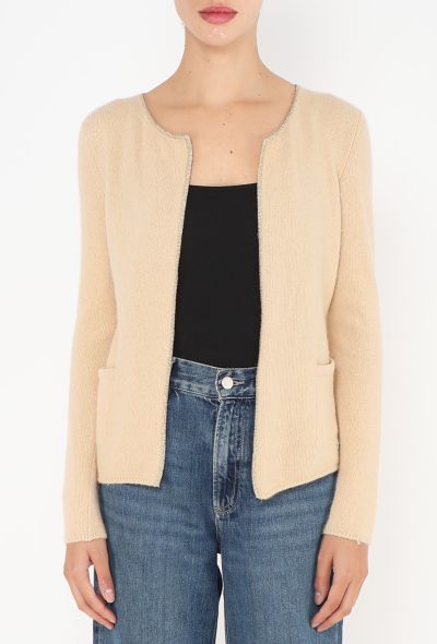 Chanel Beige Cashmere Lamé Trim cardigan - 2