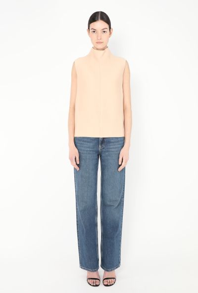 Céline Silk Piqué Mock-Neck Top - 2