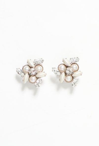 Miu Miu Resort 2012 Strass Clip Earrings - Iridescent light grey stone - 1
