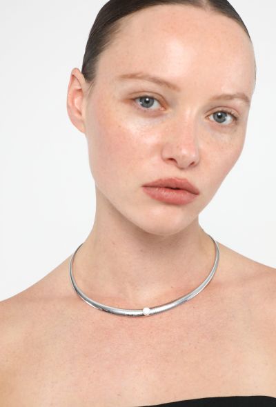 Vintage Fine Jewelry Vintage 18K White Gold & Diamond Omega-Style Choker - 2