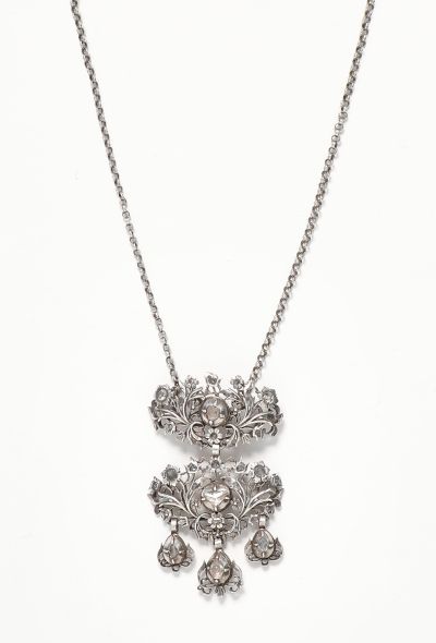 Vintage Fine Jewelry Silver & Diamonds Butterfly Cross Necklace - 1