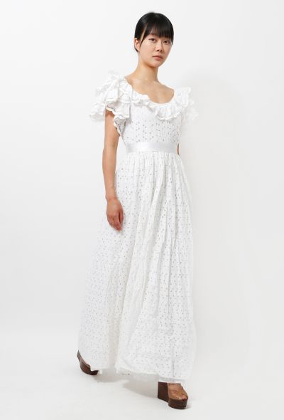 70s Eyelet Lace  Dress - 2