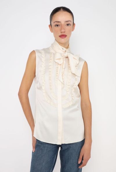 Chanel Ruffled Silk Lavallière Ivory Blouse - 2006 - 1