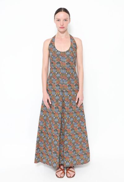 Exquisite Vintage Floral Cotton Halter Dress - 1