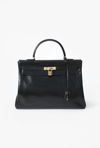 Hermès Vintage Black Box Kelly Retourné 35 - 1