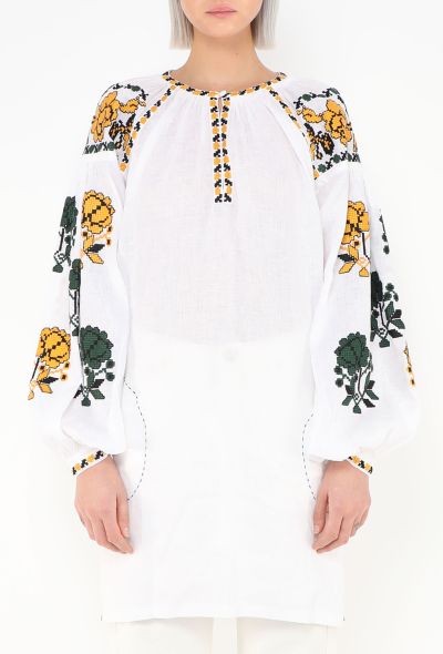 Vita Kin Embroidered White Linen Tunic Top - 1