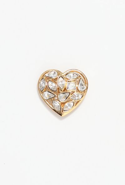 Saint Laurent Vintage Embellished Faceted Heart Pin - 1