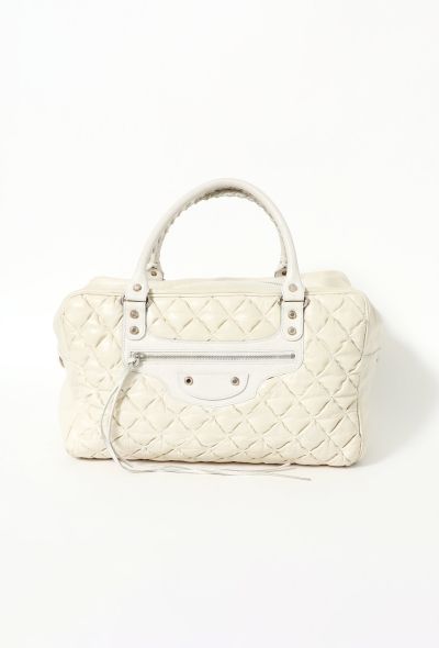 Balenciaga Motocross Quilted Bowling Bag White - 1