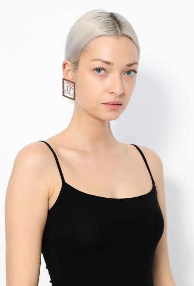 Chanel 2023 Strass 'CC' Frame Earrings - 2