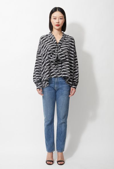 Balenciaga 2019 Logo Printed Lavallière Blouse - 2