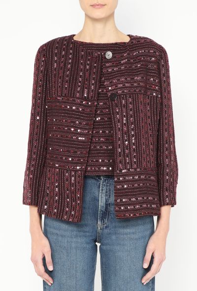 Chanel Resort 2000 Sequin Tweed Ensemble – Burgundy Purple - 1