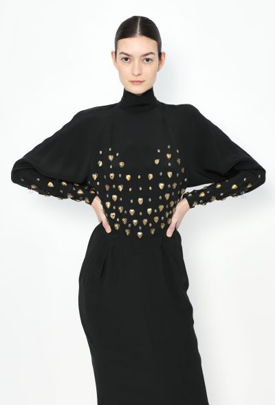 RARE Karl Lagerfeld F/W 1986 Adorned Silk Dress - 1