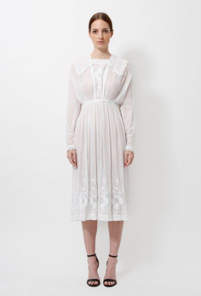 Cotton Lace Embroidered Dress - 1