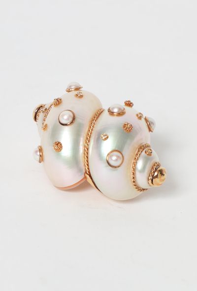 Vintage Fine Jewelry 14k Yellow Gold MAZ Shell Brooch - 2