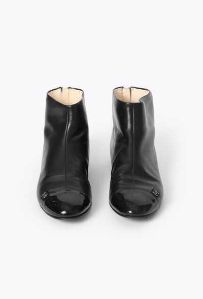 Chanel Leather Cap-Toe Ankle Boots - 2