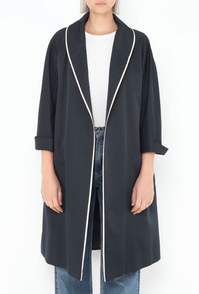 Prada Bicolor Trim Silk Coat - 2