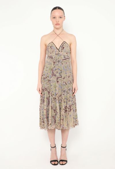 Chloé F/W 2004 Pleated Paisley Chiffon Dress - 1