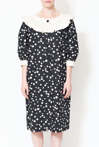 Saint Laurent 70s Polka Dot Smock Dress Navy - 2