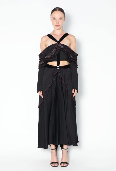Proenza Schouler S/S 2016 Ruffled Velvet Halter Dress - 1