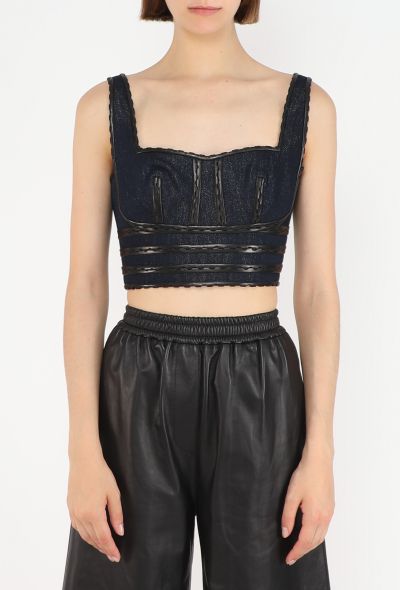 Alaïa Denim Leather Trim Bralette - 1