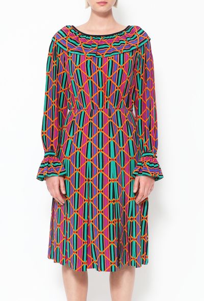 Saint Laurent Vintage Harlequin Silk Dress - 2