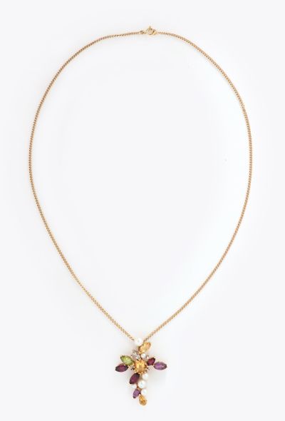 Christian Lacroix RARE 18K Yellow Gold Multi-Gem Cross Pendant - 1