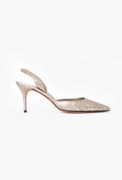 Manolo Blahnik 2019 Metallic Python Carolyne Pumps - 1
