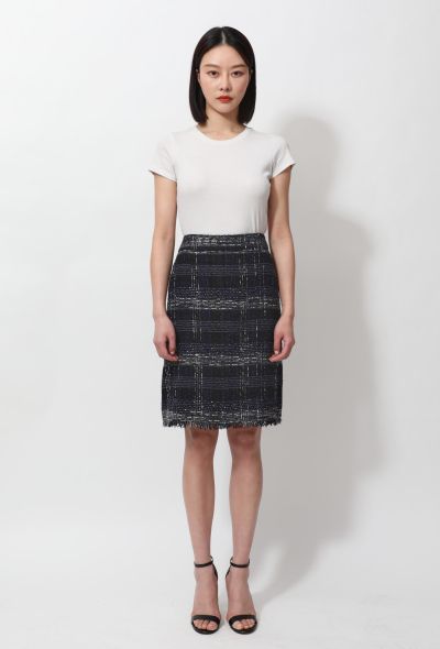 Chanel Checkered Tweed Fringed Skirt - 1