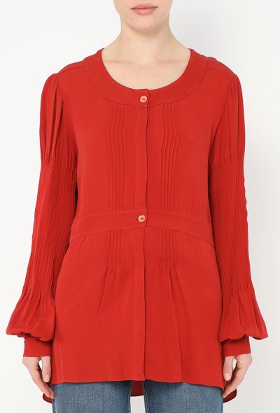 Chanel Bishop-Sleeve Silk Blouse - 1
