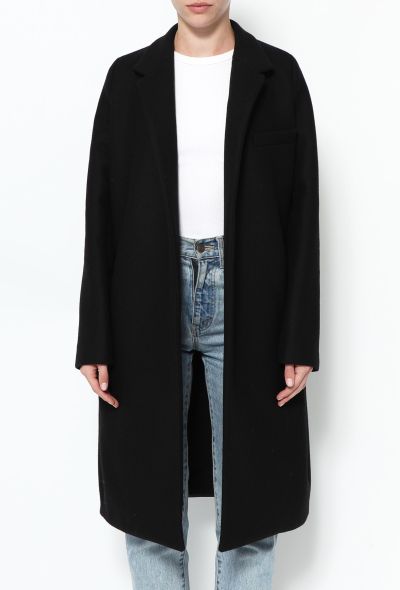 The Row Timeless Wool Crombie Coat Black - 2