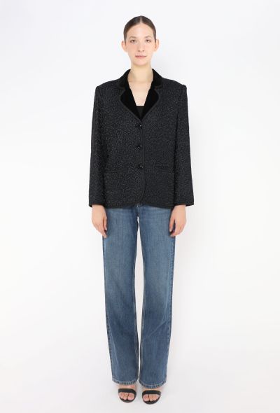 Saint Laurent '70s Velvet Trim Textured Blazer - 2