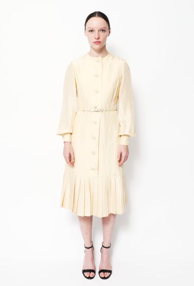 Vintage Jean Patou Beige Silk Belted Dress - 1