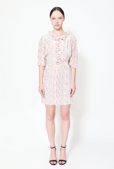 Louis Féraud Vintage Floral Striped Silk Dress - 1