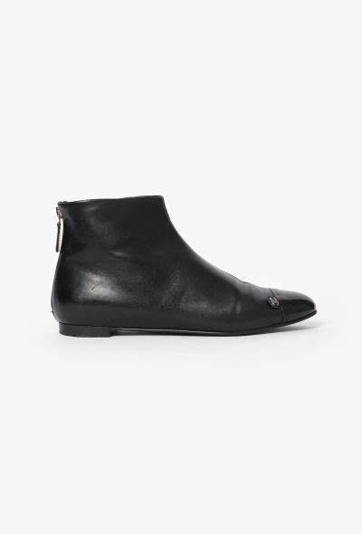 Chanel Leather Cap-Toe Ankle Boots - 1