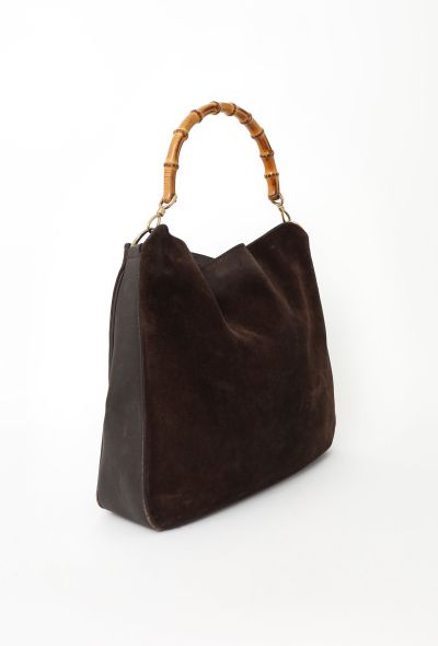 Gucci Suede Bamboo Hobo Bag - 2