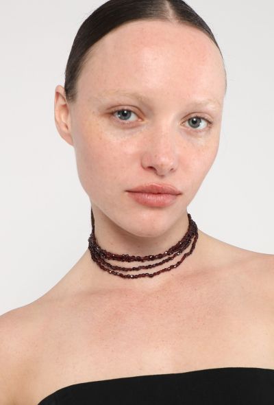 Vintage Fine Jewelry 18k Yellow Gold & Almandine Choker Necklace - 2