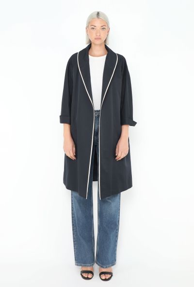 Prada Bicolor Trim Silk Coat - 1