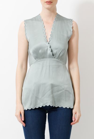 Céline Scallop Embroidered Satin Blouse - 1