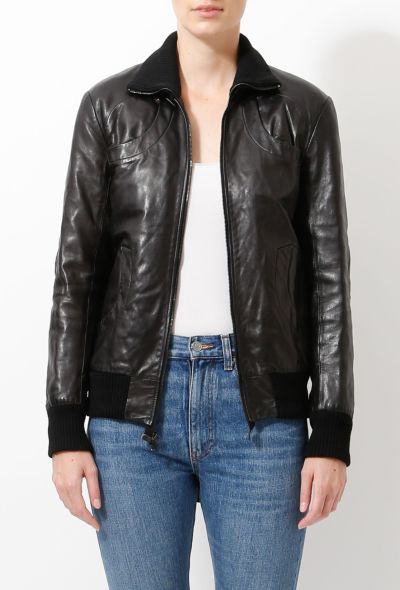 Helmut Lang 2003 Leather Flap Back Bomber - 2