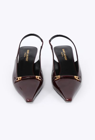 Saint Laurent 2024 Carine Burgundy Red Patent Slingback Heels - 2