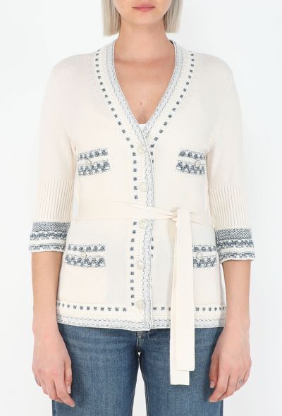 Chanel Belted Cashmere Intarsia Cardigan, 2020 - 1