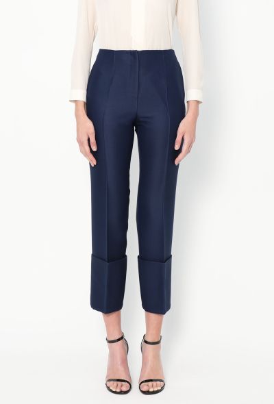 Céline Navy Crepe Cuffed Trousers - 2