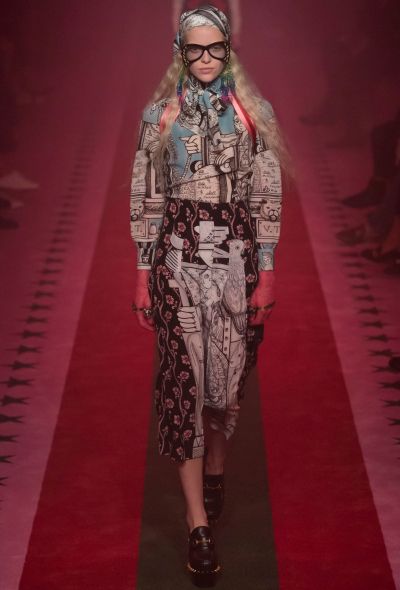 Gucci S/S 2017 Graphic Lavallière Blouse - 2